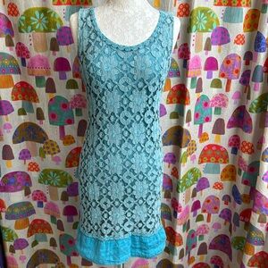 Macrame Lace and Embroidered Lined Dress. Small